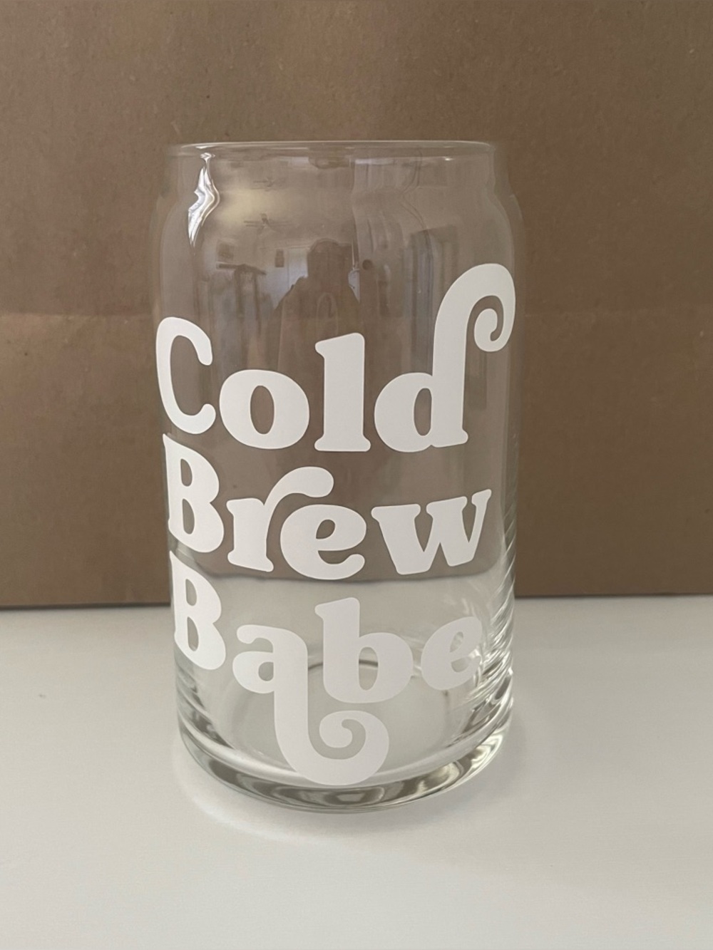 Cold Brew Babe Glass Tumbler - White Lettering